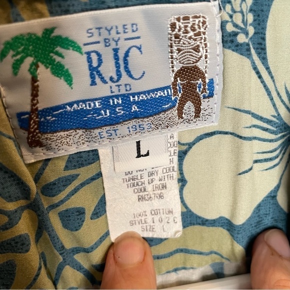 Vintage 70s RJC Floral Hawaiian Button Down Shirt L - Picture 9 of 10